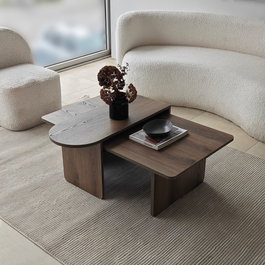 Hanah Home Juego de Mesas de Café Paris - Bronce y Nogal